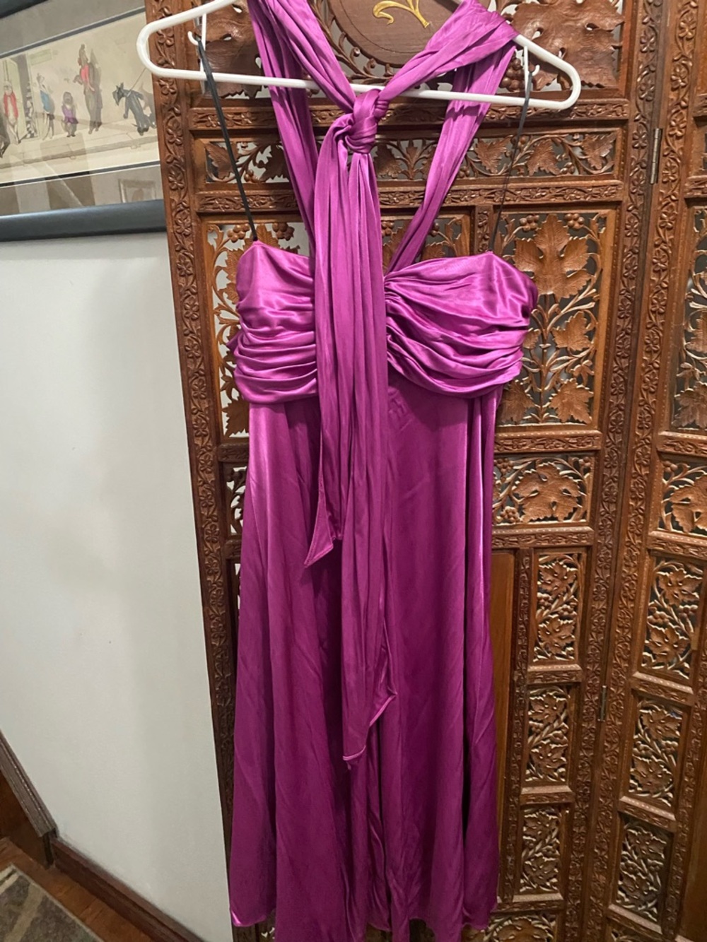JS Collections Fuchsia Backless Ruched Bodice Dress - Picture 2 of 8
